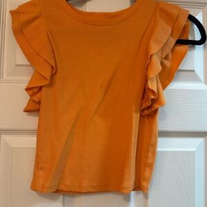 Zara Orange Ruffle Sleeve Blouse